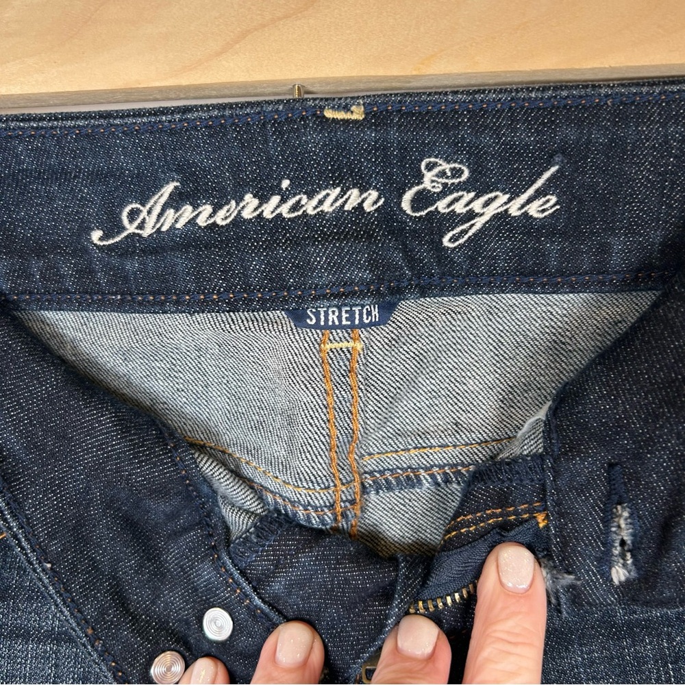 American Eagle‎ Artist Crop Denim Women's Dark Blue Jeans Size 0 - Picture 5 of 8